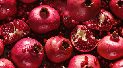 seamless repeatable and tilelable texture pattern of fresh pomegranate fruits - Generative AI