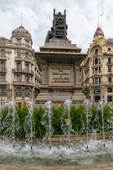 Rear view of the monument to the Spanish queen Isabella the Catholic and Christopher Columbus,...