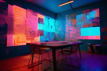 Boardroom Neon Colorful Painting Texture Grunge Brushstrokes Generative AI