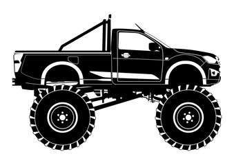 Monster truck silhouette. Vector. - 597896341