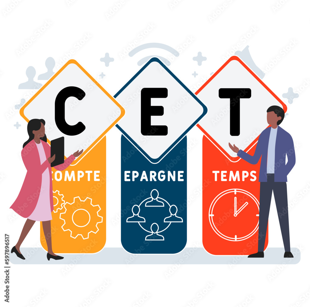 Fototapete cet - compte epargne temps acronym. business concept background. vector illustration concept with ke