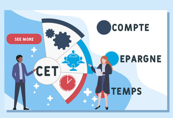 CET - compte epargne temps  acronym. business concept background. vector illustration concept with keywords and icons. lettering illustration with icons for web banner, flyer, landing