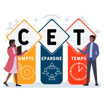 CET - compte epargne temps  acronym. business concept background. vector illustration concept with keywords and icons. lettering illustration with icons for web banner, flyer, landing