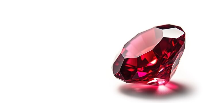 A Ruby on White Background and Space for Text, Mockup Illustration with Generative AI
