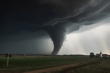 Fototapeta na wymiar Nature's Wrath: Surviving the Impact of a Tornado