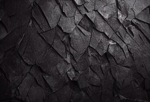 fond de texture de roche noire brute d&eacute;taill&eacute;e, AI