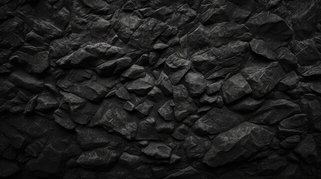 fond de texture de roche noire brute d&eacute;taill&eacute;e, AI