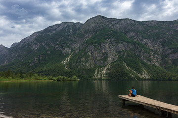 Fototapeta na wymiar Beautiful view of Bohinj lake in Slovenia