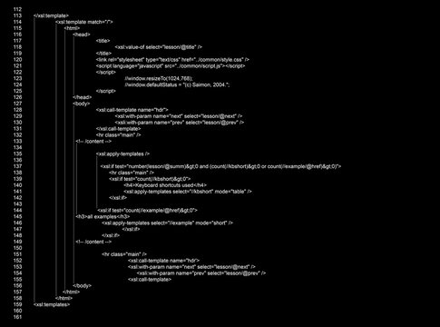 Source code written in programming language on black background