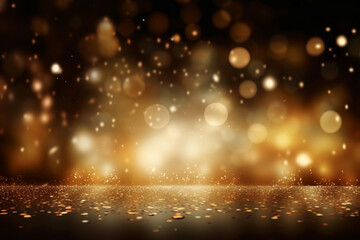 A blurred gold light, silver light abstract background with bokeh glow, Illustration. AI generative