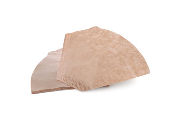 New paper coffee filters isolated on white