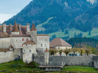 Famous Gruyere Castle in Switzerland also called Schloss Greyerz - travel photography