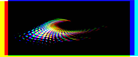 A rotating frame of balls on a black background (as an example of use) with color decomposition by spectrum. Separate use. Vector.
