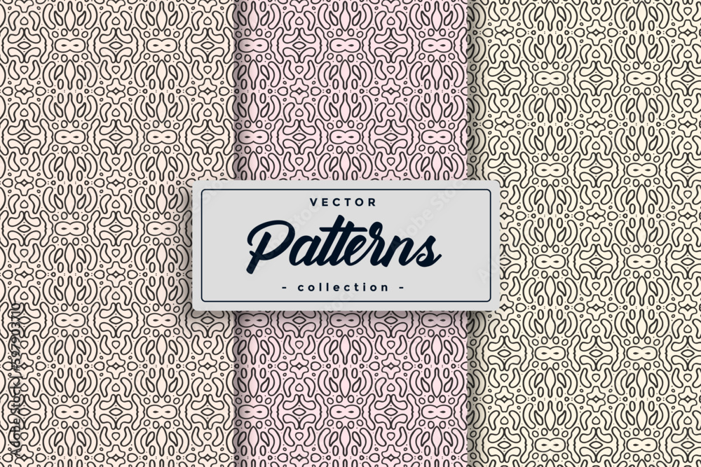 Aufkleber Seamless Geometric Textile Pattern design collection, Seamless textile pattern set Collection Textile pattern background seamless pattern design,