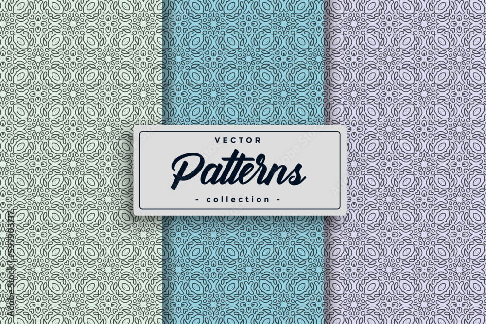 Aufkleber Textile pattern background seamless pattern design, Seamless textile pattern set collection, Seamless Geometric Textile Pattern design collection