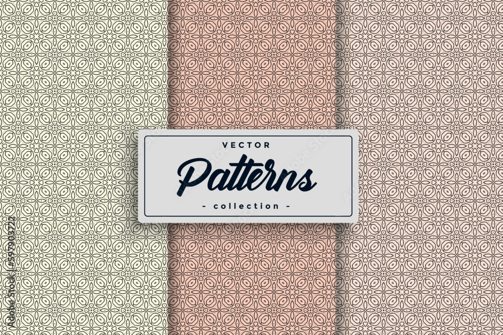 Fototapete Textile pattern background seamless pattern design, Seamless textile pattern set collection, Seamless Geometric Textile Pattern design collection