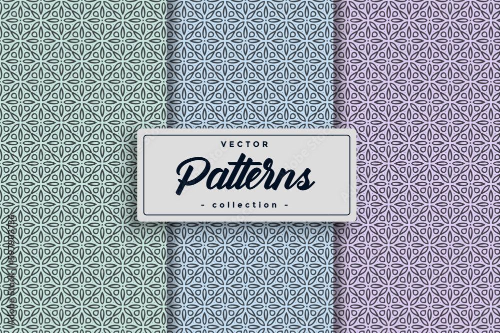 Aufkleber Textile pattern background seamless pattern design, Seamless textile pattern set collection, Seamless Geometric Textile Pattern design collection