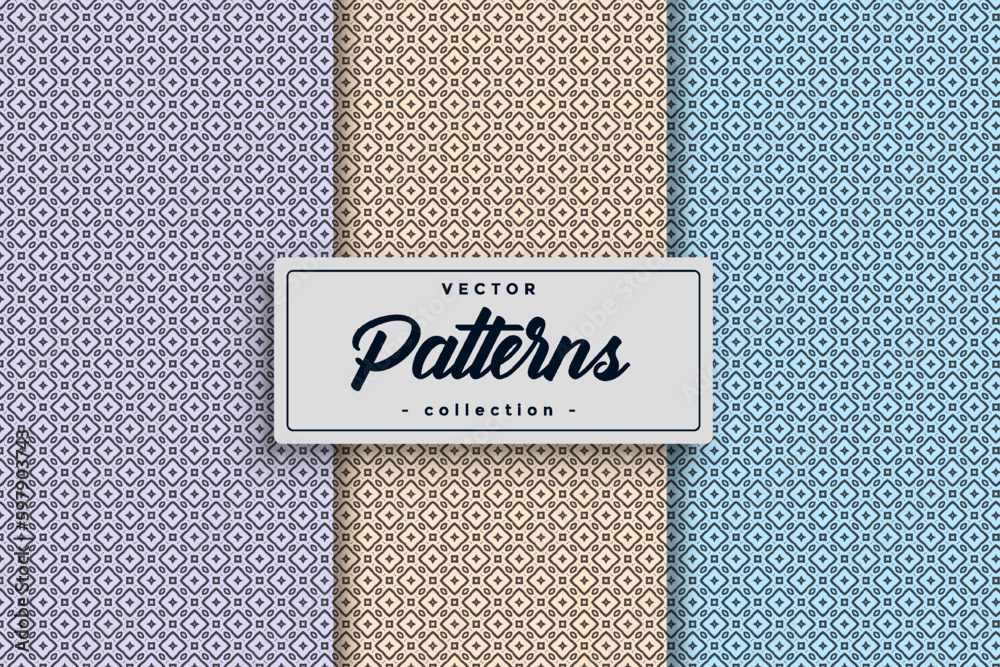 Aufkleber Textile pattern background seamless pattern design, Seamless textile pattern set collection, Seamless Geometric Textile Pattern design collection