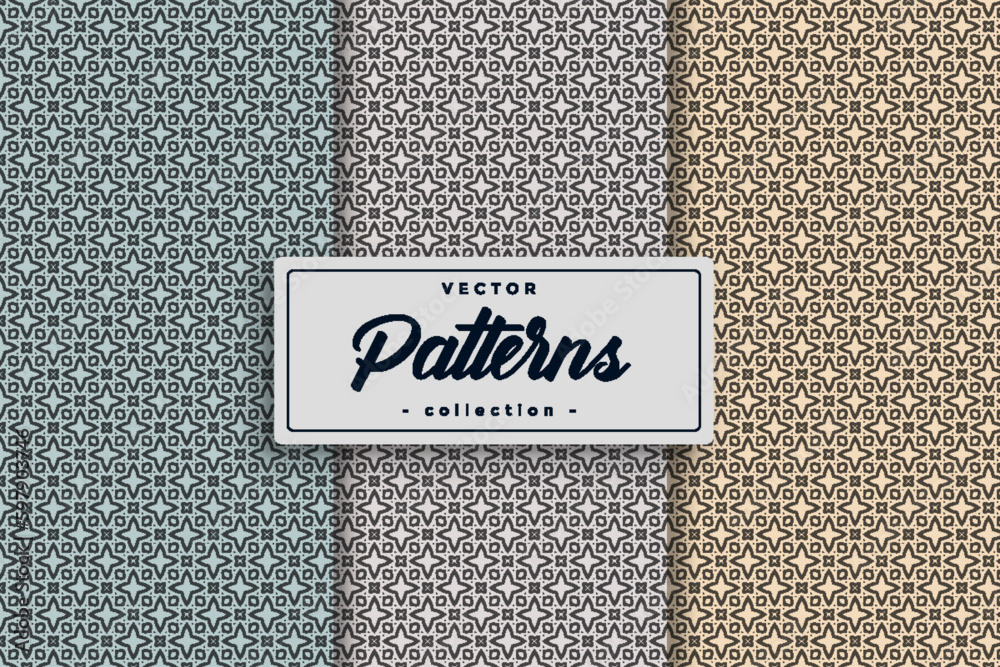 Fototapete Textile pattern background seamless pattern design, Seamless textile pattern set collection, Seamless Geometric Textile Pattern design collection