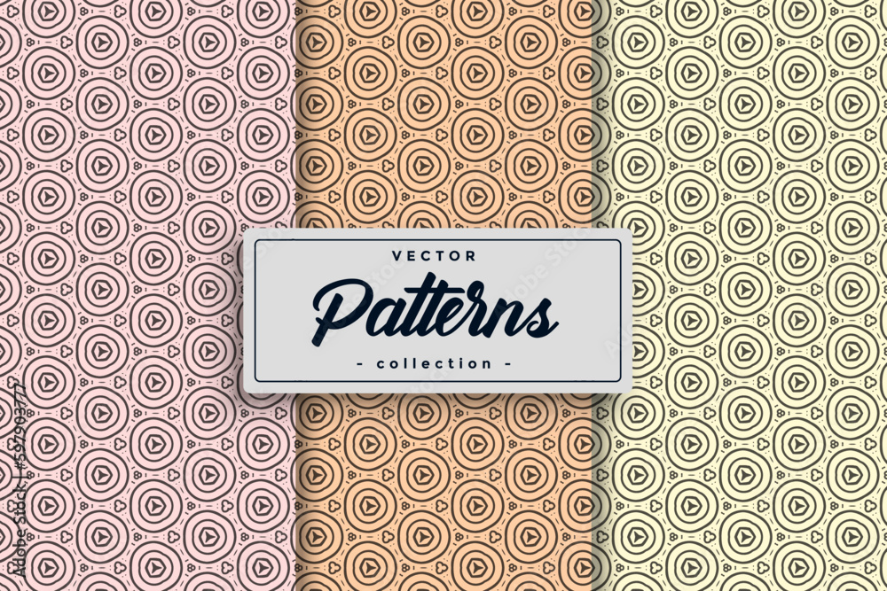 Fototapete Seamless Geometric Textile Pattern design collection, Seamless textile pattern set Collection Textile pattern background seamless pattern design,
