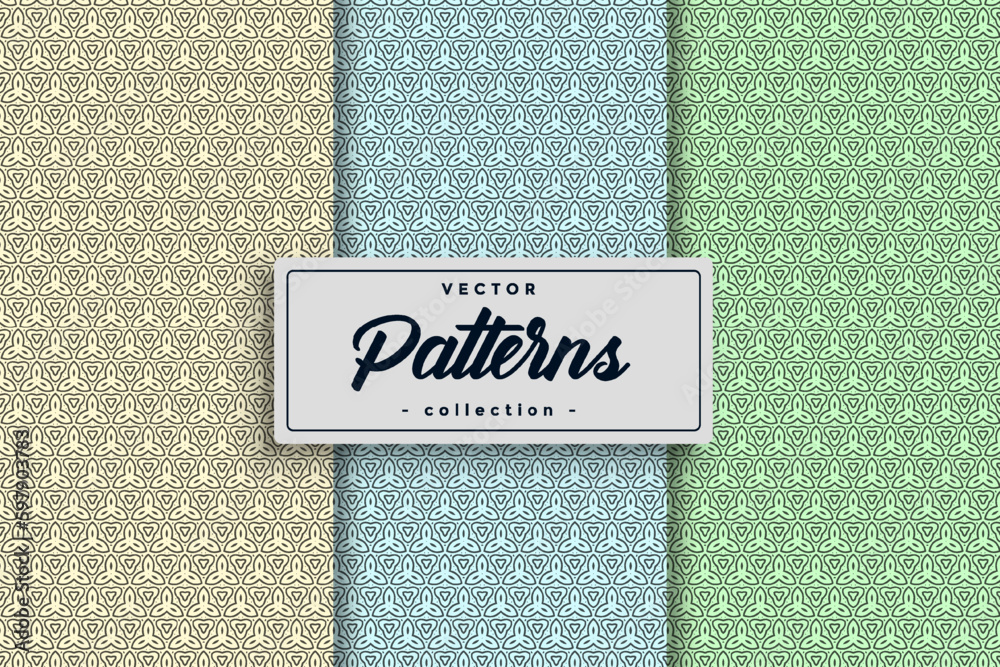 Fototapete Seamless Geometric Textile Pattern design collection, Seamless textile pattern set Collection Textile pattern background seamless pattern design,