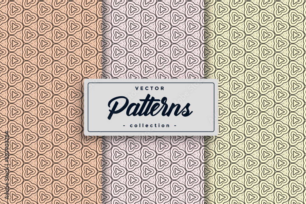 Fototapete Seamless Geometric Textile Pattern design collection, Seamless textile pattern set Collection Textile pattern background seamless pattern design,
