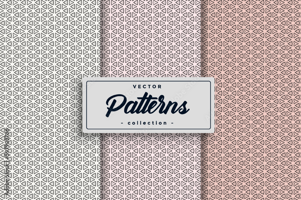 Fototapete Seamless Geometric Textile Pattern design collection, Seamless textile pattern set Collection Textile pattern background seamless pattern design,