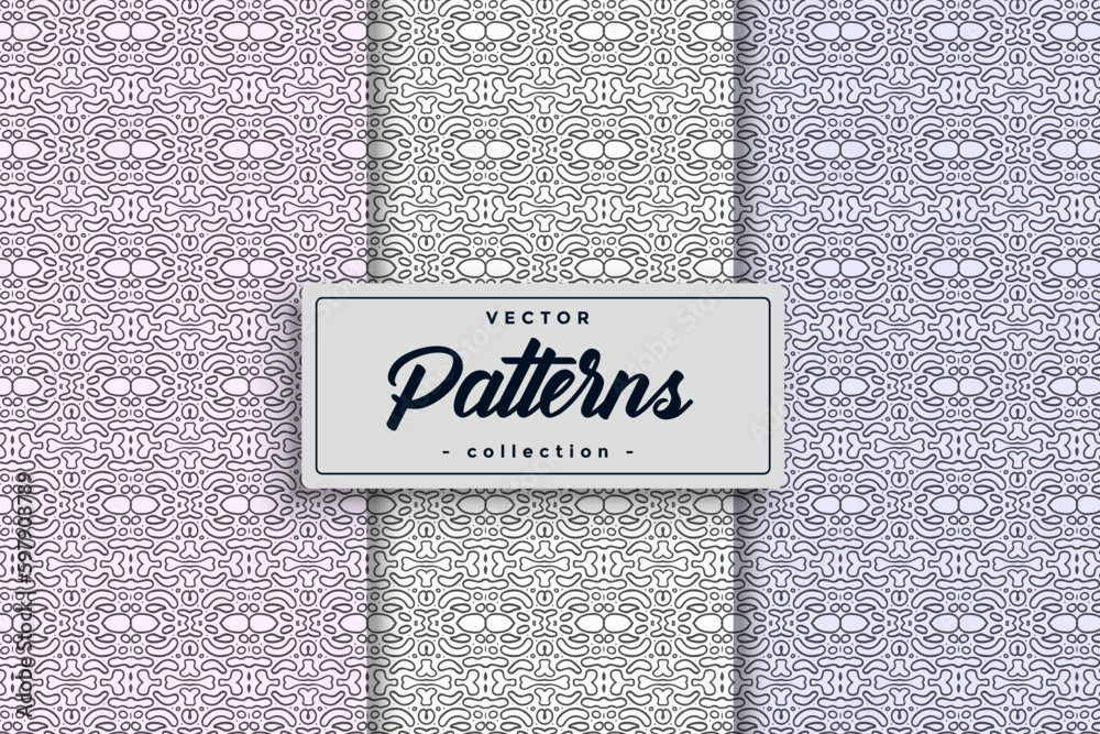 Fototapete Seamless Geometric Textile Pattern design collection, Seamless textile pattern set Collection Textile pattern background seamless pattern design,