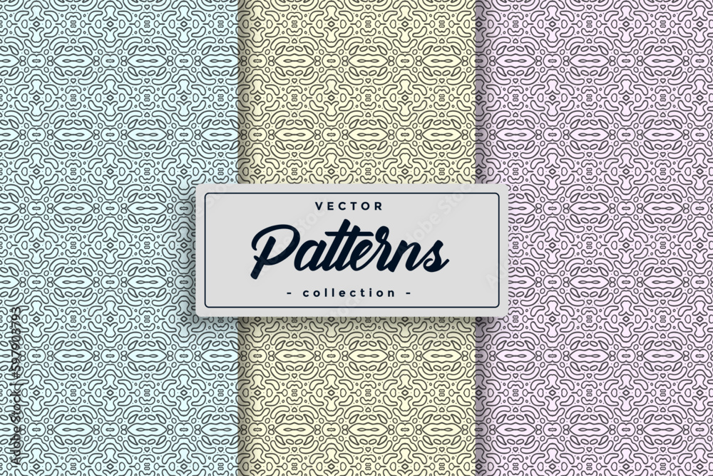 Fototapete Seamless Geometric Textile Pattern design collection, Seamless textile pattern set Collection Textile pattern background seamless pattern design,