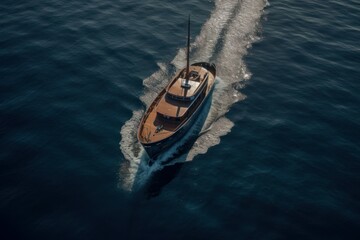 Pleasure yacht in the sea. Backdrop or background with copy space. AI generated, human enhanced.