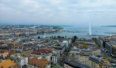 Beautiful city center of Geneva with Lake Leman - travel photography