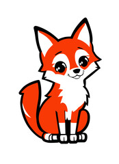 Obraz premium cartoon fox, vector illustration, fire fox, red fox, sticker, logo