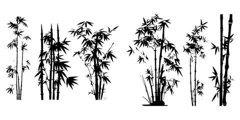 bamboo silhouettes - obrazy, fototapety, plakaty