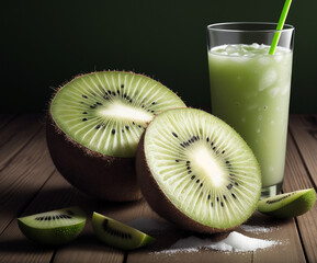 Kiwis and glass of juice
