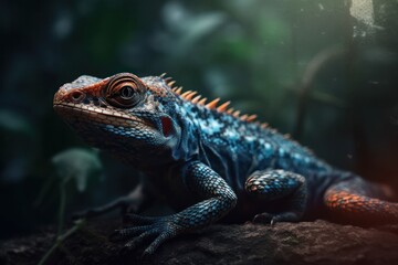 Naklejka premium Lizard in the jungle. Generative AI