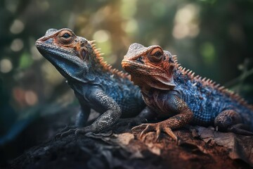 Obraz premium Lizard in the jungle. Generative AI