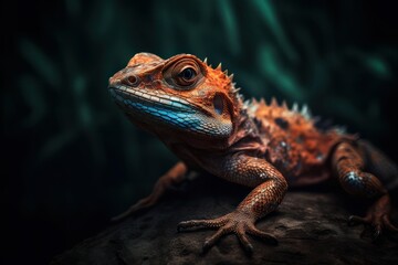 Fototapeta premium Lizard in the jungle. Generative AI