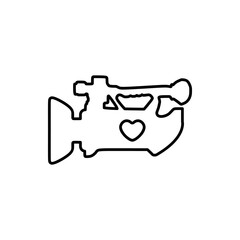 Wedding Video Camera or Camcorder icon in outline mode. Top choice of wedding video shooting symbol template vector illustration in trendy style. Editable graphic resources.
