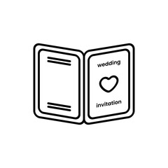 Wedding invitation or marriage greeting card or love letter icon in outline mode. Top choice of wedding symbol template vector illustration in trendy style. Editable graphic resources.