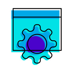 mechanic work display blue thin line icon outline