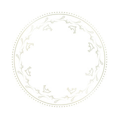 素材_フレーム_イルカをモチーフにした金色の飾り枠。高級感のある夏のイメージ。字無