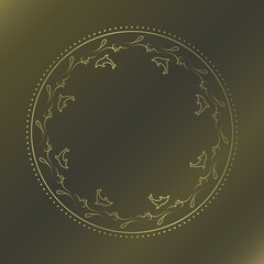 素材_フレーム_イルカをモチーフにした金色の飾り枠。高級感のある夏のイメージ。字無