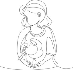 Happy mothers day illustration with woman holding a Flowers. Thank you card with blooming flowers. Use for Boarding Pass, birthday card, invitations, Birthday card Vector illustration