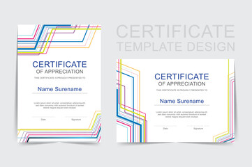 Multi colored line certificate template