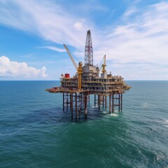 Large offshore drilling oil rig plant. generative AI