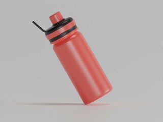 Plastic sports water bottle  3d rendering with white background 