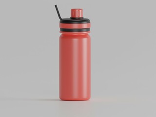 Plastic sports water bottle  3d rendering with white background 