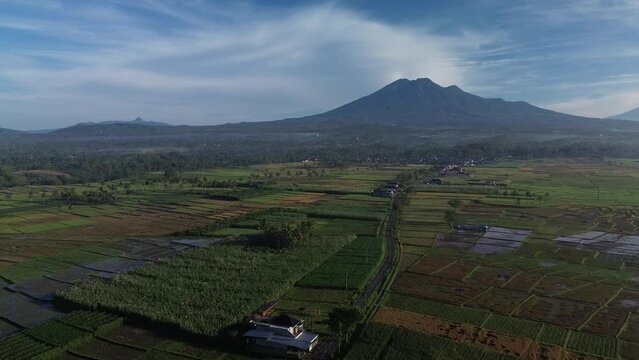 aerial video view of Mount Kawi in the morning