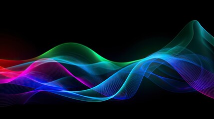 Abstract waves glowing colors, desktop background - Generative Ai