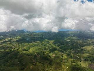 Countryside with agricultural land in the mountains. Libo hills. Cebu island, Philippines.